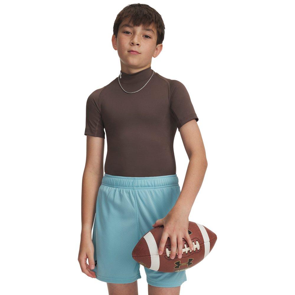 Under Armour Big Boys' HeatGear Mock Short Sleeve Shirt - Brown - BROWN